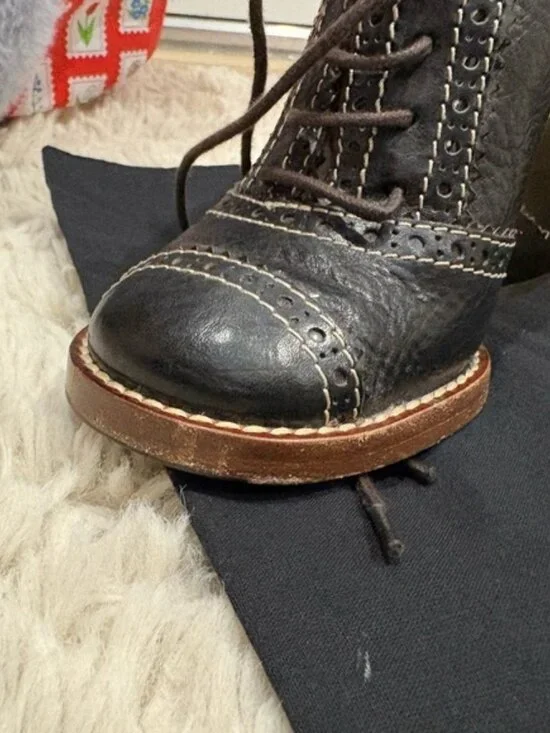 Dolce&Gabbana Brown Patent Leather Lace Up LoaferPumps chunky heels retro - Picture 14 of 16